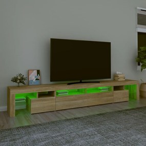 Móvel de TV com luzes LED 260x36,5x40 cm carvalho sonoma