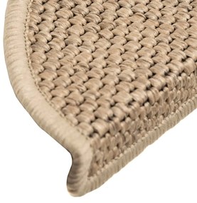 Tapetes escada adesivos aspeto sisal 15 pcs 56x17x3cm cor areia