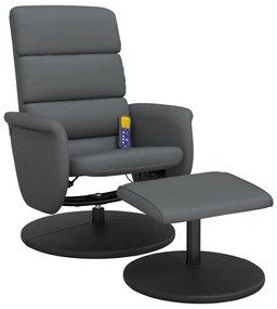 Cadeira massagens reclinável c/ apoio pés couro artif. cinzento