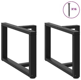 Pés para mesa de centro em forma de T, 2 peças, preto, 60x25x(42-43) c