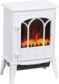 HOMCOM Lareira Elétrica Portátil 1000/2000W com Efeito de Chama Realista e Proteção Contra Superaquecimento 41,5x28x54 cm Branco | Aosom Portugal