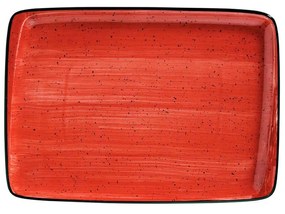 Bandeja Porcelana Passion Retangular Vermelho 36X25cm