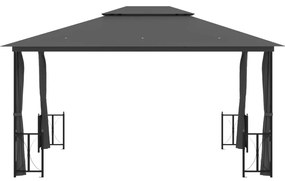 Gazebo com paredes laterais e telhado duplo 3x4 m cor antracite