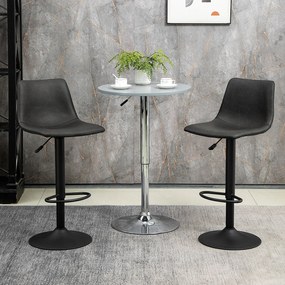 Conjunto de 2 bancos de bar, ajustáveis e giratórios, com apoio para os pés e revestimento sintético - preto - altura ajustável entre 90 e 110 cm