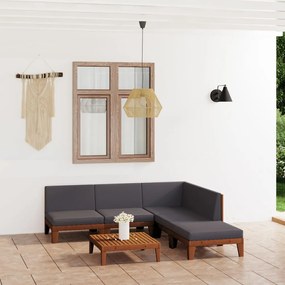 vidaXL 6 pcs conjunto lounge de jardim c/ almofadões acácia maciça