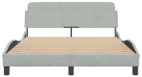 Estrutura de cama sem colchão 140x200 cm veludo cinzento-claro