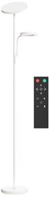 HOMCOM Candeeiro de Pé 42W Giratório com Controlo Remoto e Táctil Temperatura de Cor e Brilho Ajustáveis Ø25x175 cm Branco | Aosom Portugal