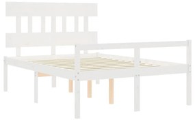 Cama de casal para idosos c/ cabeceira madeira maciça branco