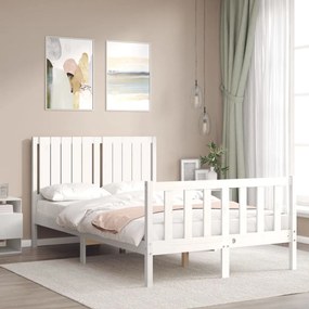 Cama sem colchão 120x200 cm madeira de pinho maciça branco