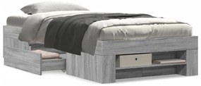 Estrutura cama 100x200 cm derivados de madeira cinzento sonoma