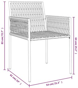Cadeiras jardim c/ almofadões 4pcs 54x61x83 cm vime PE castanho
