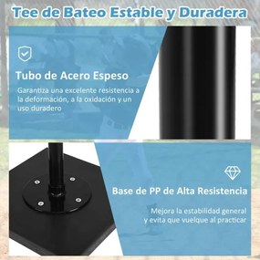 Tee para Beisebol Tee de Softball Ajustável em Altura de 63,5 a 91,5 cm com Base Preta