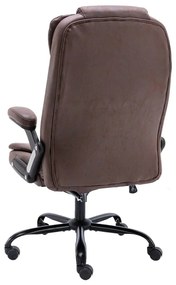 Cadeira de escritório couro artificial castanho-escuro