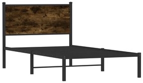 Estrutura de cama sem colchão 107x203 cm metal carvalho fumado