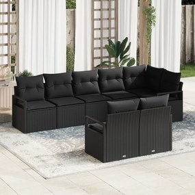 Conjunto de Sofá de Jardim vidaXL de 8 Peças com Almofadas Preto Rattan