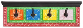 vidaXL Cabideiro Montado na Parede com 4 Ganchos 80x25x2 cm Madeira Sólida de Manga e Madeira Engenharia