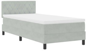 Cama Box Spring com Colchão Cinza Claro 90x200 cm Veludo