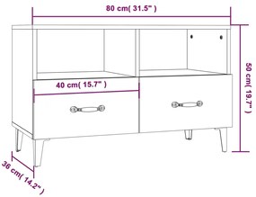 Móvel de TV Calibro com 2 Gavetas e Prateleiras de 80 cm - Preto - Des