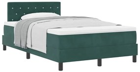 Cama Box Spring vidaXL com Colchão Verde Escuro 120x200 cm Veludo