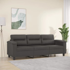 vidaXL Sofá de 3 lugares 180 cm couro artificial cinza
