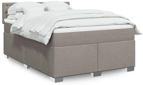 vidaXL Cama com molas/colchão 140x190 cm tecido castanho-acinzentado