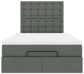 Estrutura cama otomana colchão 120x200cm tecido cinzento escuro