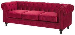 Conjunto de sofás com 4 lugares em veludo vermelho escuro CHESTERFIELD Beliani