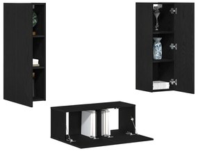 Conjunto de Estante para TV vidaXL de 4 Peças Carvalho Preto Madeira E