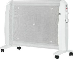 HOMCOM Aquecedor Mica 1000W 2000W Elétrico 2 Níveis Potência Termostato Regulável Compacto Eficiente 79x27x54 cm Branco | Aosom Portugal