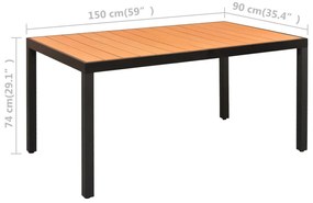 5 pcs conjunto de jantar para jardim preto e castanho