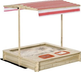 Caixa de areia quadrada em madeira, 1,18 x 1,18 x 1,18 - 2 compartimentos - Madeira de abeto tratada em autoclave