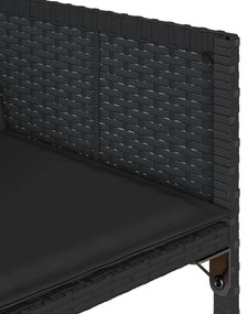 11 pcs conjunto de jantar p/ jardim c/ almofadões vime PE preto