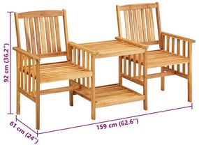 Cadeiras de jardim c/ mesa de centro e almofadões acácia maciça
