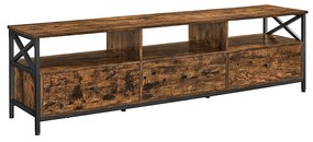 Móvel para televisão com 3 gavetas 40 x 178 x 50 cm castanho vintage-preto