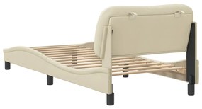 Estrutura de cama com LED sem colchão 90x190 cm tecido creme