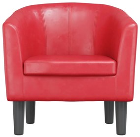 Poltrona couro artificial vermelho
