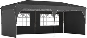 Outsunny Tenda Dobrável 6x3 m Pop-up com 4 Laterais Amovíveis Tenda de Jardim com Faixas Refletoras Altura Ajustável UPF50+ Cinzento | Aosom Portugal