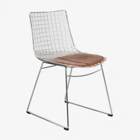 Cadeira De Jantar Em Aço Renee Cromado & Couro Sintético Café Vintage - Sklum