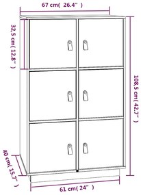 Aparador alto 67x40x108,5 cm pinho maciço castanho mel