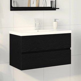 vidaXL Armário de Pia Montado na parede Carvalho preto 80 x 39 x 62 cm