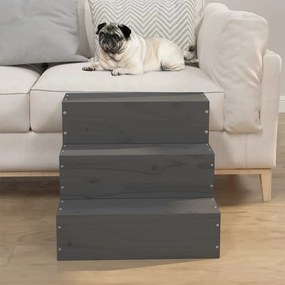 vidaXL Escada animais de estimação 40x37,5x35cm pinho maciço cinzento