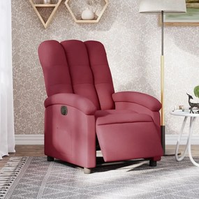 vidaXL Poltrona elétrica reclinável tecido vermelho tinto