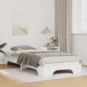 vidaXL Estrutura de cama de chão com armazenamento Branco madeira