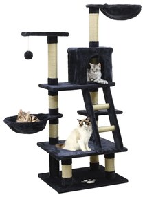 vidaXL Árvore para gatos com postes arranhadores sisal azul 122 cm