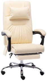 vidaXL Cadeira de escritório c/ função massagem couro artificial creme