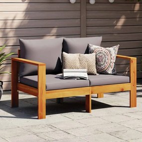 vidaXL Sofá de 2 lugares para jardim com almofadões acácia maciça