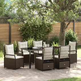 vidaXL Conjunto de Jantar de Jardim 7 Peças Castanho em Rattan Sintético