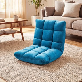 Sofá de Chão Dobrável, 98 x 49 x 13 cm, Encosto Ajustável em 14 Posições, Azul