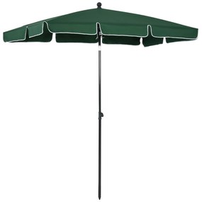 Outsunny Chapéu de Sol Retangular de Jardim 198x130x240cm Chapéu de Sol de Alumínio com Função de Inclinação para Terraço Pátio Exterior Verde
