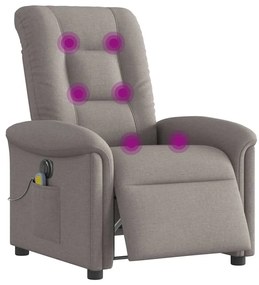 Poltrona reclinável massagens elétrica tecido cinza-acastanhado